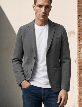 Street One Scuba Sakko mit Herringbonemuster male Grau - Street One MEN - FashionsVida
