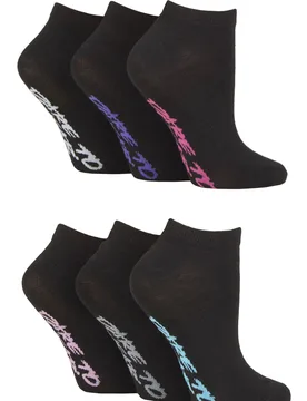 Women's 6 Pair SOCKSHOP Patterned and Plain Trainer Socks Plain Black 4-8 - Black - Size: Small - Dare to wear - FashionsVida