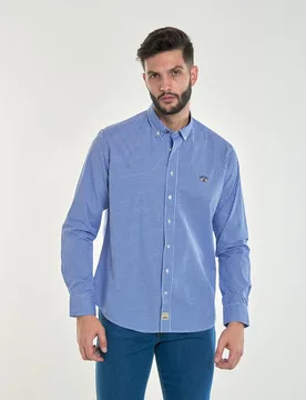 Camisa popelín de hombre corte regular estampado cuadros vichy color - Spagnolo - FashionsVida