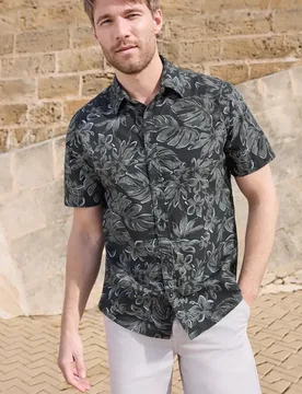 Street One Kurzarm Popeline Hemd mit Print male - Street One MEN - FashionsVida