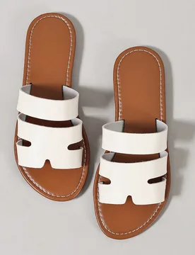 Sandalias planas casuales para mujer, estilo romano tejido, adecuadas para primavera, verano, playa, vacaciones, vestidos, uso al aire libre, esencial - Shein - FashionsVida