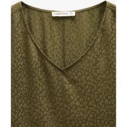 Blusa de mujer 100% viscosa de manga corta con cuello pico