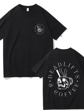 Deadlifts and Coffee Graphic T-shirt Male Gym Fitness T Shirts Men Women Funny Skeleton Tshirt Unisex Pure Cotton Short Sleeve - Aliexpress - FashionsVida