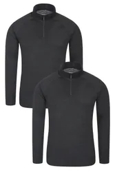 Talus Mens Base Layer Top 2-Pack - Black - Black - Size: XS
