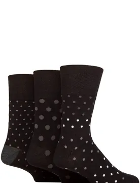 Mens 3 Pair Patterned Bamboo Socks Monochrome Eclipse 6-11 - Multi Coloured - Size: 6-11 Mens - Gentle Grip - FashionsVida
