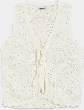Top de punto de mujer cierre con lazada - Noon - FashionsVida