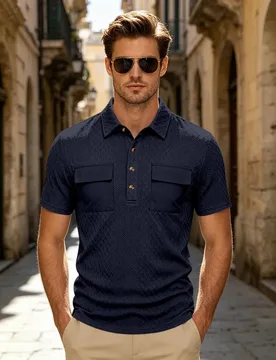 Men's Business Polo Shirt Summer Breathable Elastic Slim Fit Solid Color Lapel Short Sleeve Knitted T-Shirt Top - Aliexpress - FashionsVida