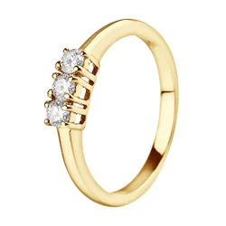 Womens - Ring - Trilogy Diamond - Yellow Gold - White - Size N