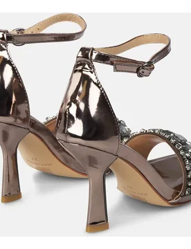 Sandalias de tacón de mujer con tira de pedrería y puntera cuadrada - Alma en Pena - FashionsVida