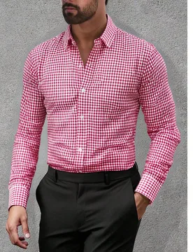 Pieza Camisa a cuadros nueva de 2025 para hombres, camisa a cuadros holgada y versátil de estilo coreano, adecuada para el tránsito y el uso casual - Shein - FashionsVida