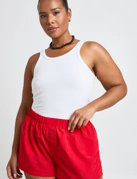 Womens Plus Nylon Boxer Style Runner Shorts - Red - Size 18 Uk - Boohoo - FashionsVida