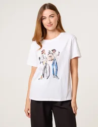 Stylish Graphic Illustration T-Shirt - S/M / IVORY - female