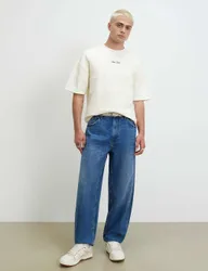 Oversized Pure Cotton Striped T-Shirt Ecru Mix male