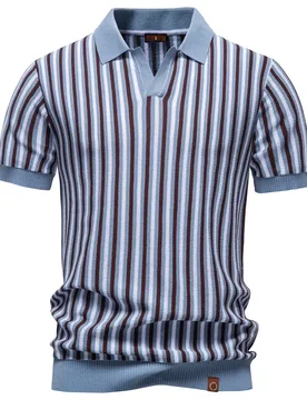 Summer New Style Collar Fashion Striped Short-Sleeved Polo Shirt for Business Men - Polo Knit Short-Sleeved Shirt for Men - Aliexpress - FashionsVida