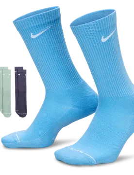 Elevated Crew 3 Pack Unisex Socks - Blue - Size 11 - 14.5 - Cotton - Blue - Size: 11 - 14.5 - Nike - FashionsVida