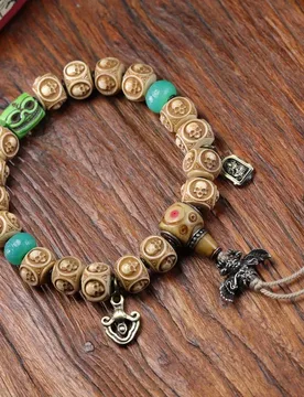 Yak bone skull carving with Pechora Eagle and glass beads, Tibetan jewelry bracelet - Aliexpress - FashionsVida