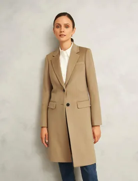 Pure Wool Single Breasted Tailored Coat Beige female - Hobbs - FashionsVida