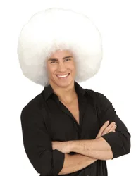 Afro Perücke Volumen Weiß für Erwachsene, extra Volumen, weiß