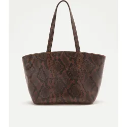 Bolso shopper en piel con efecto serpiente