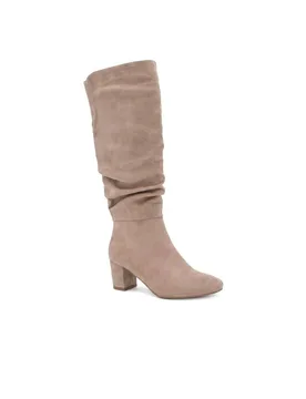 Women's Stylish Warm Lined Slouch Long Boots in Beige Size: 4 - Beige - Size: 4 - Pavers - FashionsVida