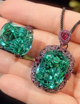 Jewelry Gold Plated Bird's Nest Cut Paraiba Green Vintage Set for Women, Stone 15*20 - Aliexpress - FashionsVida