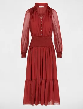 Vestido largo con escote pico - Morgan - FashionsVida