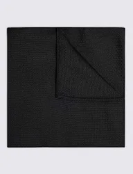 Woven Textured Pure Silk Pocket Square Black male