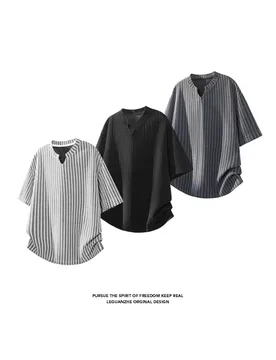 New Thousand Birds Grid V-Neck Short Sleeve T-Shirt Men's Summer Loose Trend Casual Half Sleeve T-Shirt Men's Clothing - Aliexpress - FashionsVida