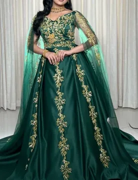 Dark Green Quinceanera Dress Golden Glitter Decal Lace off-shoulder Long tail Vestidos De 15 Quinceanera ﻿Customize - Aliexpress - FashionsVida
