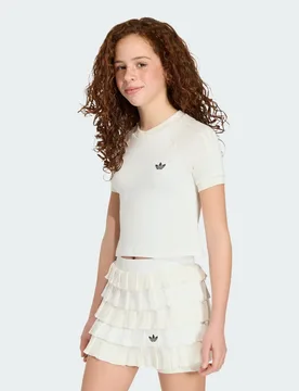 T-SHIRT ADERENTE IN MAGLIA A 3 STRISCE 9-10A Cloud White - Adidas - FashionsVida
