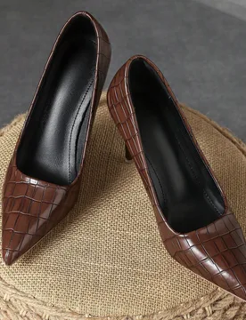 Tacones de aguja elegantes de 9 cm de color azul marino con punta puntiaguda y escote bajo cómodos para mujer, zapatos planos versátiles de tacón d - Shein - FashionsVida