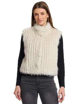 Gilet aspect fourrure DAVA crème 38 - Rino&pelle - FashionsVida
