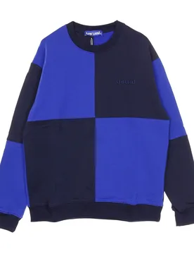 Felpa Leggera Girocollo Uomo Bigcheck Blue/black - USUAL - FashionsVida