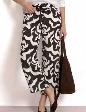 Mid Waist Wide Leg Hose mit Print female Braun - Street One - FashionsVida