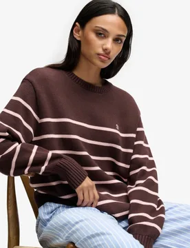 Superdry Damen OverGrößed Streifen-pullover Brown - Größe: 42 - 64.99 - FashionsVida