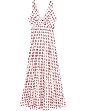 Vestido midi de seda estampado floral - Maje - FashionsVida