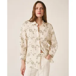 Camisa de mujer con bordado floral y cierre frontal con botonadura