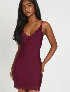 Womens Premium Bandage Lace Trim Mini Dress - Purple - Size 16 Uk - Boohoo - FashionsVida