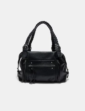 Schultertasche mit geflochtenem Henkel Schwarz OS - Stradivarius - FashionsVida