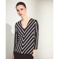 Camiseta de mujer con manga larga y escote en pico