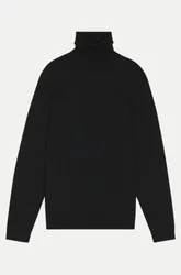 Black Slim-Fit Rollkragenpullover aus Merinowolle Schwarz XL