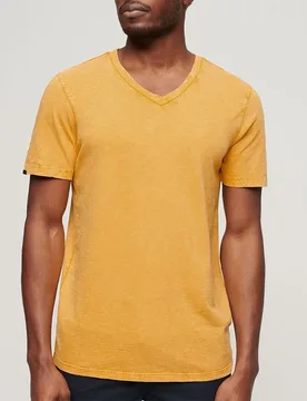 Maglietta A Maniche Corte Con Collo A V Slub Desert Ochre Yellow XL - Superdry - FashionsVida