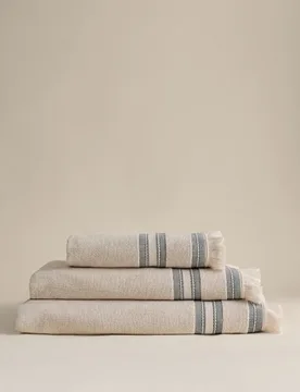 Cotton Rich Fringed Border Towel Navy Mix - M&S - FashionsVida