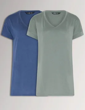 Women's Tall 2 Pack V-Neck Modal T-Shirt in Grey Size: 14 - Grey - Size: 14 - Long tall sally - FashionsVida
