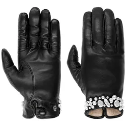 Chambery Pearls Leather Gloves by - black - Damen - Size: 8 HS