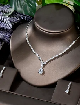 HIBRIDE AAA Zircon Water Drop Shape Necklace Pendant Set for Women High Quality Party Jewelry Wedding Accessories N-441 - Aliexpress - FashionsVida