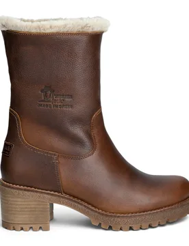 Womens Bark Brown Leather Waterproof Warm Heeled Boots - Piola B8 - Dark Brown - Size Eu 39 - Panama jack - FashionsVida