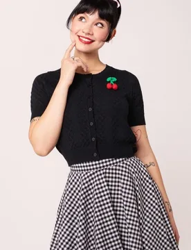 Rockabilly Cardigan - CLAUDIE CARDIGAN - XS bis XXL - für Damen - Größe M - schwarz - Frauen - female - Hell Bunny - FashionsVida