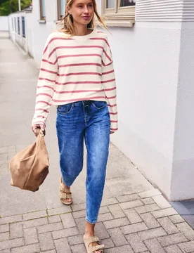 Street One Langarm Shirt mit Rundhals im Loose Fit female Pink - Street One Studio - FashionsVida