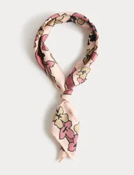 Pure Silk Floral Scarf Pink Mix female